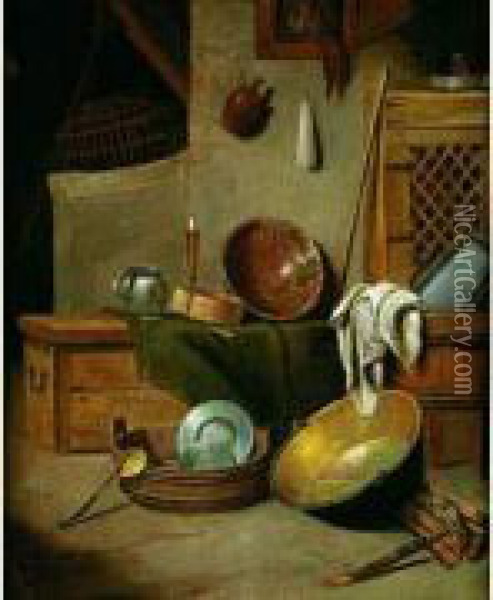 Nature Morte Aux Ustensiles De Cuisine Oil Painting - Pieter Van Den Bosch