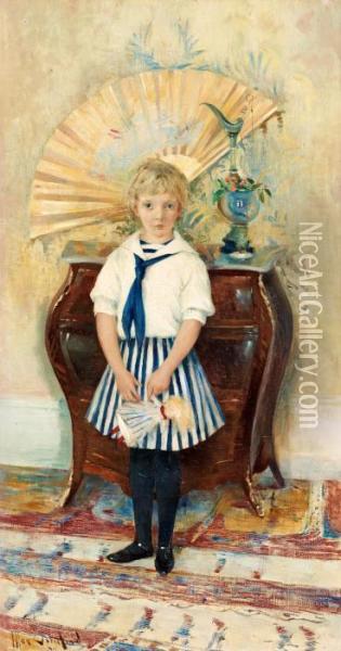 Girl In Sailor Blouse Oil Painting - Allan Osterlind