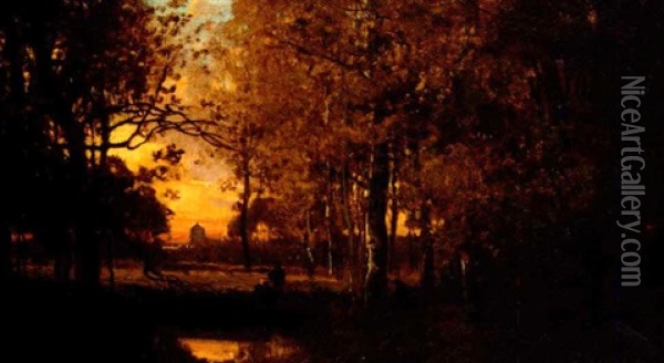Paysage Au Clair De Lune Oil Painting - Alexandre Defaux