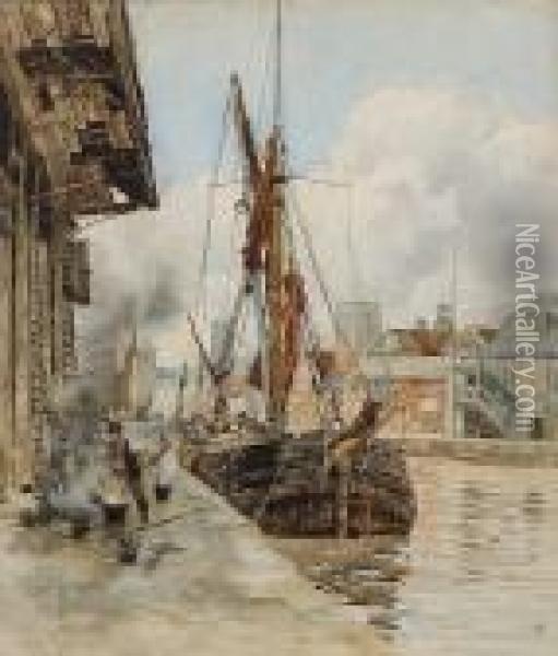 The Port Of Ipswich Oil Painting - Herbert Menzies Marshall