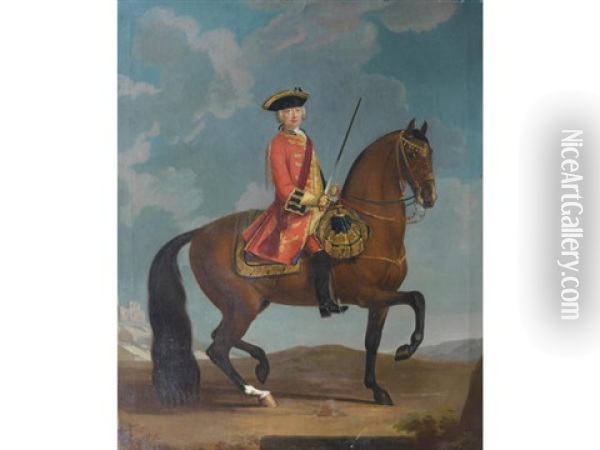 Equestrian Portrait Of John Jeffreys Oil Painting - David Morier