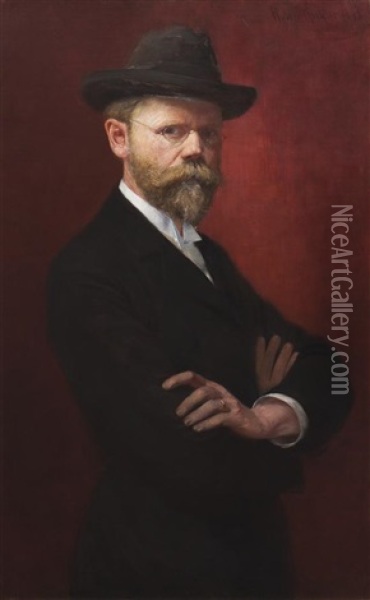Self Portrait (portrait Of The Artist) Oil Painting - Robert Koehler