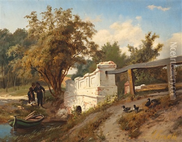 Romantic View Oil Painting - Aleksandr Aleksandrovich Kiselev