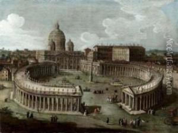 Veduta Di Piazza San Pietro Con I Palazzi Apostolici Oil Painting - Jacopo Fabris Venice
