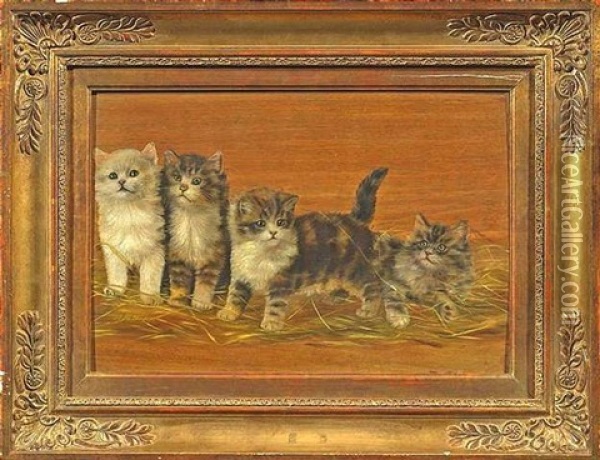Vier Katzenkinder Oil Painting - Julius Adam the Younger