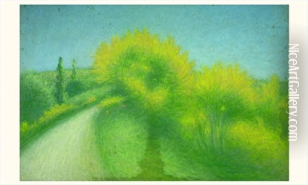 Chemin De Campagne Au Mimosa Oil Painting - Achille Lauge