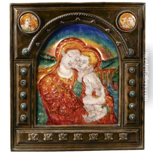 Motherhood (+2 Others; 3 Works) Oil Painting - Phoebe Anna Traquair