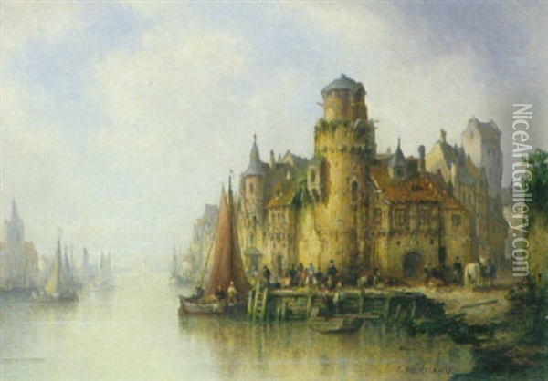 Motiv Aus Delft Oil Painting - Ludwig Hermann