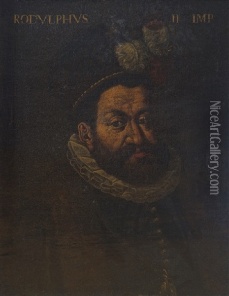 A Portrait Of Emperor Rudolf Ii (1552-1612) Wearing The Order Of The Golden Fleece Oil Painting - Hans Von Aachen
