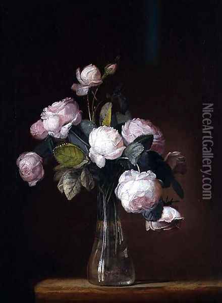 Roses on a Stone Ledge Oil Painting - Jean-Louis Prevost