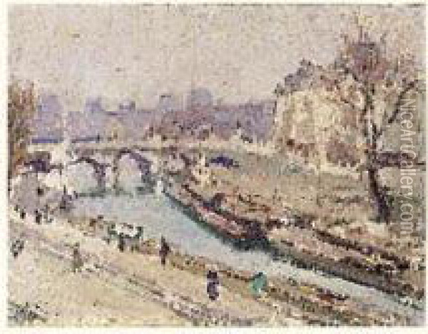 Le Pont Neuf, Jour Gris Oil Painting - George Oberteuffer