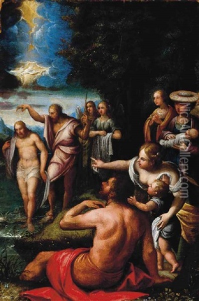 The Baptism Of Christ Oil Painting - Prospero Fontana