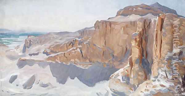 Cliffs at Deir el Bahri Egypt Oil Painting - John Singer Sargent