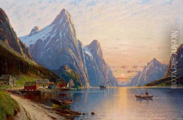 Abendstimmung Im Fjord Oil Painting - Carl Bengts