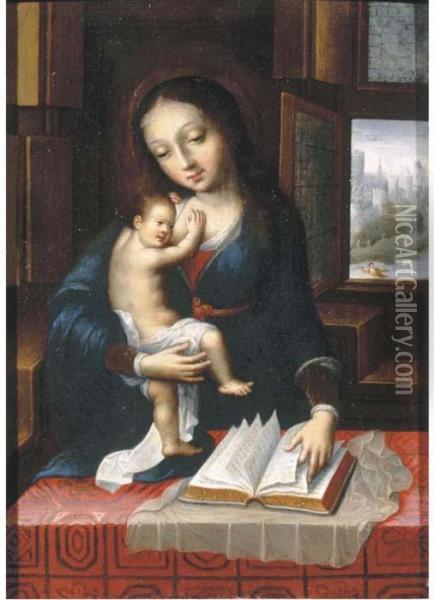The Virgin And Child In An Interior Oil Painting - Barend Van Orley