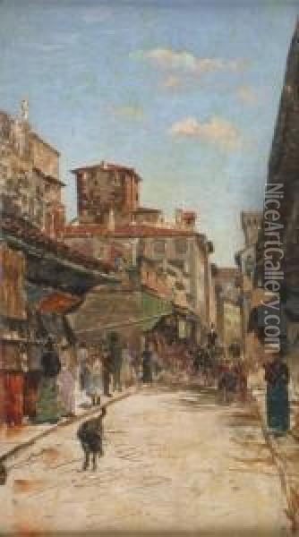 Italian Street Scene Oil Painting - George Hyde Pownall