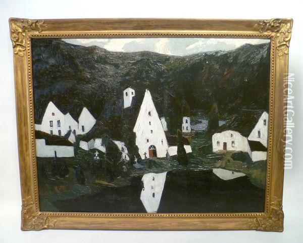 Le Village Oil Painting - Elysee Fabry
