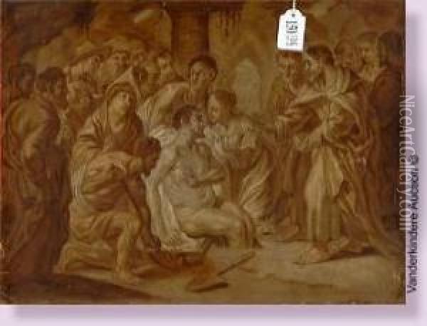 La Resurrection De Lazare Oil Painting - Jan van de Venne