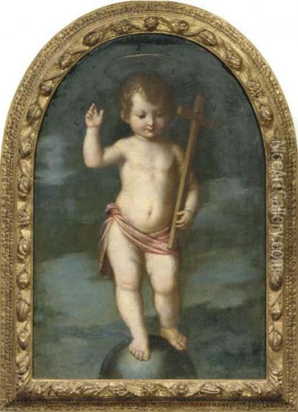 The Christ Child As Salvator Mundi Oil Painting - Guglielmo Caccia