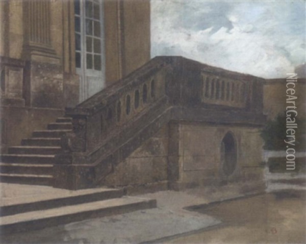 Escalier Du Petit Trianon, Versailles Oil Painting - Francois Brunery
