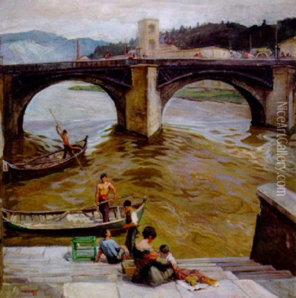 Brucke In Florenz Oil Painting - Carl Forup