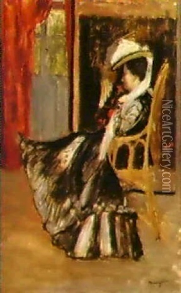 Esquisse Pour Un Portrait De                                Jeanne Manguin Oil Painting - Henri Charles Manguin