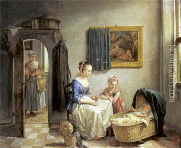 Scene Familiale Oil Painting - Willem Joseph Laquy