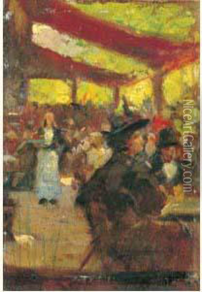 Scene De Cafe Oil Painting - Louis Hayet