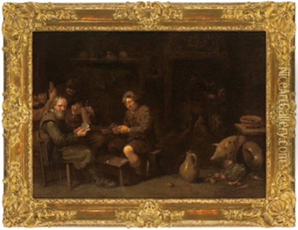 Kartenspielende Bauern Im Wirtshaus Oil Painting - David Ryckaert III