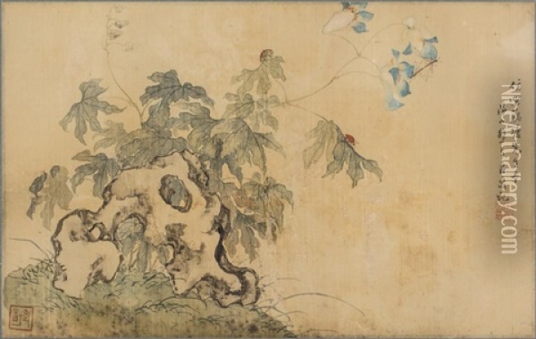 Flowers And Rocks Oil Painting -  Ju Lian