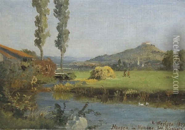 Bachlauf Bei Hausen Im Hegau, Im Hintergrund Schloss Friedingen Oil Painting - Karl Weysser