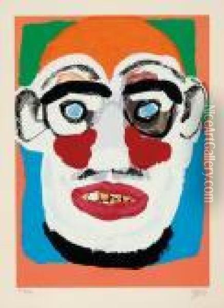 Clowns Face Oil Painting - Karl Appel