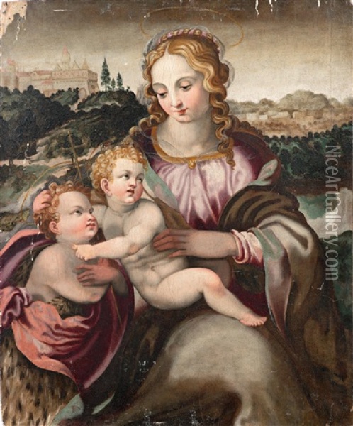 Madonna Mit Kind Und Dem Heiligen Johannes Oil Painting - Michele Tosini
