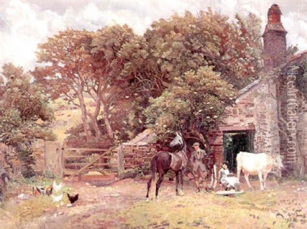 Bossiney Farmyard Oil Painting - George Washington Lambert