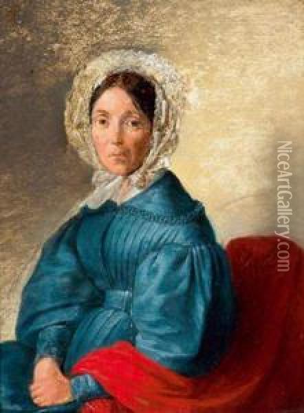Bildnis Einer Dame In Blauem Kleid Oil Painting - Johann Michael Neder