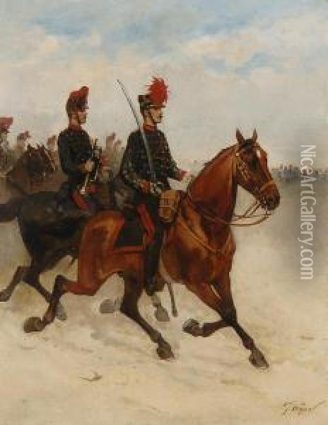 Cavalerie Au Defile Oil Painting - Georges-Louis Hyon