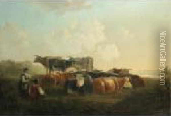 An Italianate Landscape With Herders And Their Cattle Reposing Oil Painting - Aelbert Cuyp