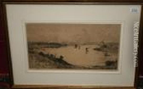 Extensive View Of The River Medway Oil Painting - William Lionel Wyllie
