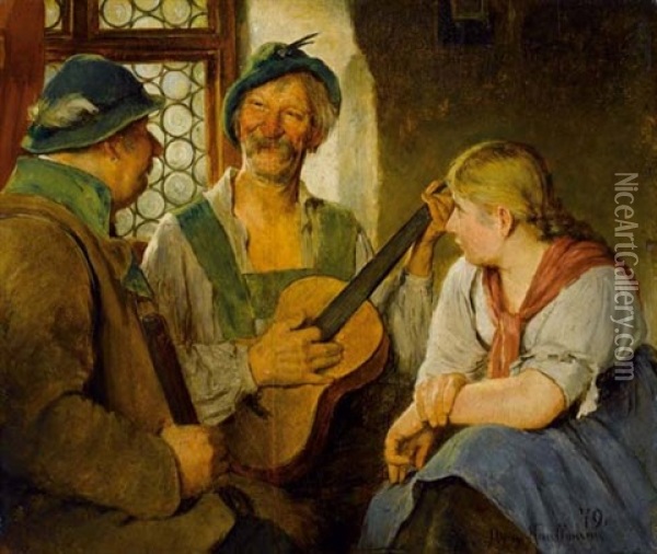 Der Gitarrenspieler Oil Painting - Hugo Wilhelm Kauffmann