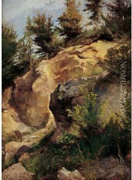 < Paysage Escarpe >. Oil Painting - Joseph Wenglein