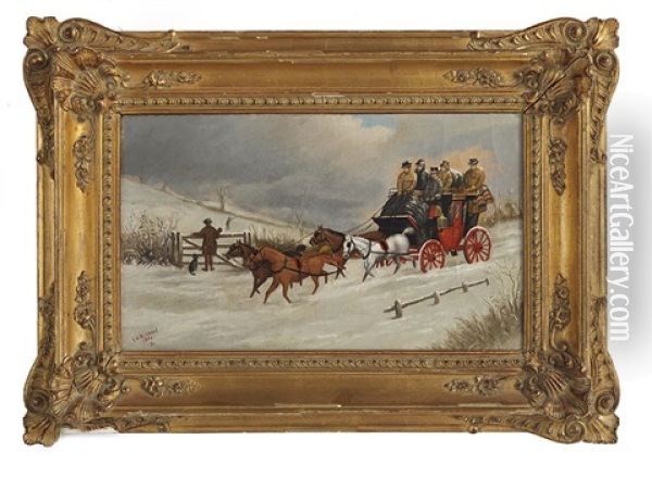 Winter Coaching Scene Oil Painting - Philip H. Rideout