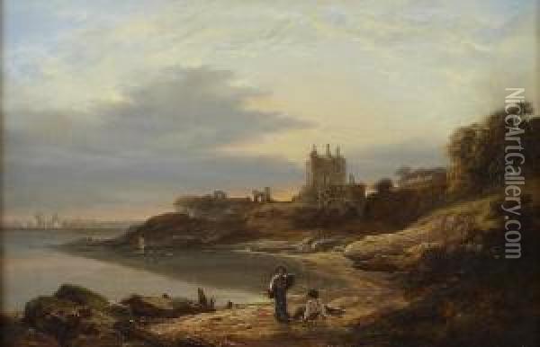 Kirkcaldy From Ravenscraig Castle Oil Painting - John Watson Mclea