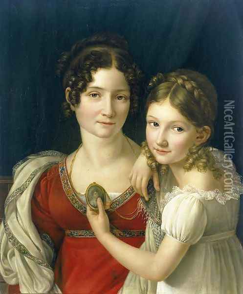 Mother and Her Daughter 1816-23 Oil Painting - Henri-Francois Riesener