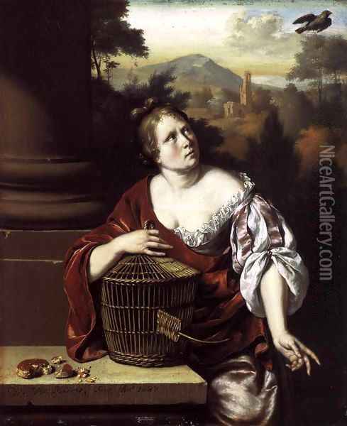 The Escaped Bird Oil Painting - Willem van Mieris