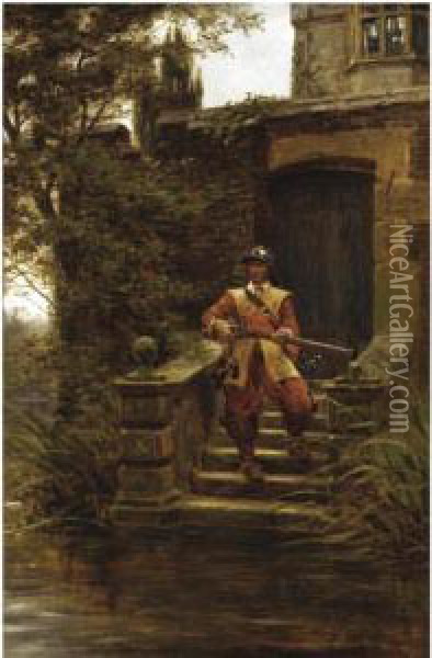 Defending The Postern Gate Oil Painting - Ernest Crofts