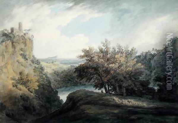 The Lake of Nemi c.1783-85 Oil Painting - John Robert Cozens