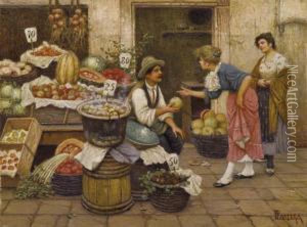 Al Mercato Oil Painting - Luigi Pastega