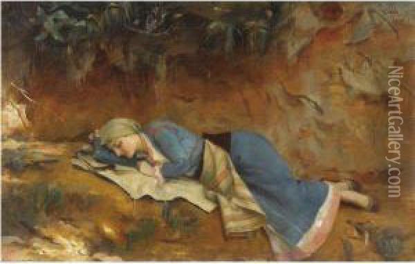 Resting Greek Girl Oil Painting - Theodore Jacques Ralli