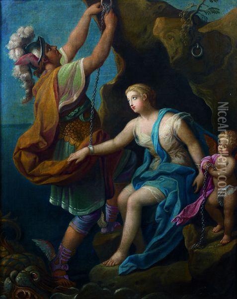 Persee Delivrant Andromede Oil Painting - Nicolas Fouche
