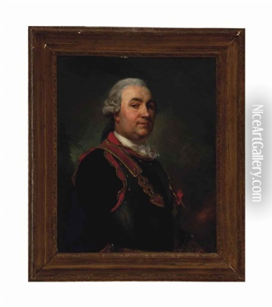 Portrait Of A Gentleman, Three-quarter Length Oil Painting - Joseph Ducreux